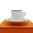 【中古】HERMES エルメス カップ&ソーサーセット シェーヌダンクル 青×白 陶器 食器 A2300343 【無料ギフトラッピング承ります】