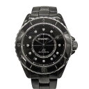【中古】CHANEL シャネル J12 38mm H5702 12P ダイヤ ブラック セラミック デイト オートマ 自動巻き ボーイズ ユニセックス レディー...