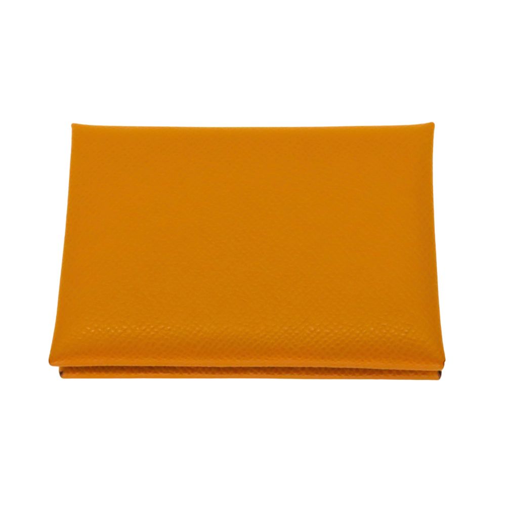 ≪値下げ≫【中古】 エルメス HERMES カルヴィデュオ セサミ B刻印 2023年 イエロー系 ライトブラウン系 エプソン 小銭入れ付きカードケース シンプル A2404257 【無料ギフトラッピング承ります】