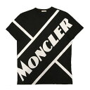 ［南店］【美品】モンクレール 8C70610 8390T MAGLIA Tシャツ Mサイズ マーリア ロゴプリント半袖 トップス カットソー クルーネック 丸首 丸襟 ブラック×ホワイト 黒×白 メンズ レディース マグリア【中古】