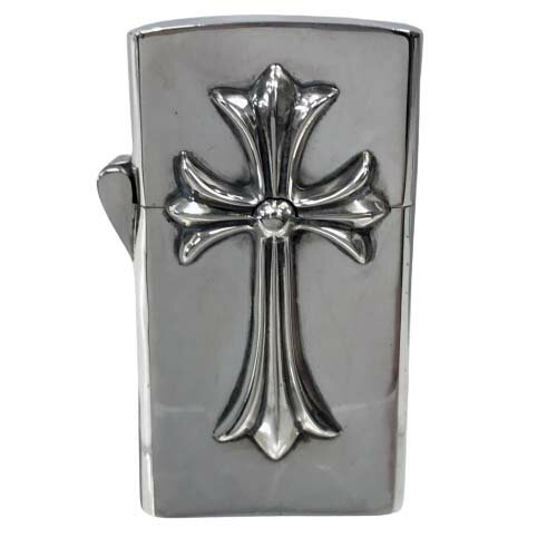 【火花確認済み】クロムハーツ CHクロスZIPPO タイニーダブルクロススリムV2 ジッポライター オイル式 シルバー 925 スクロールラベル 喫煙具 たばこ メンズ 男性用 【中古】