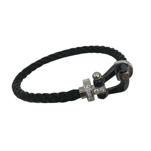 【美品】 フレッド フォース10 ブレスレット Au750 ホワイトゴールド WG セラミック ブラック 黒系 ハーフダイヤモンド ラージモデル メンズ レディース 男性用 女性用 ユニセックス 【中古】