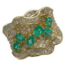 【美品】 エメラルド×ダイヤ デザインリング K18 750 約12号 約9.6g エメラルド0.98ct ダイヤ1.54ct レディース 【中古】