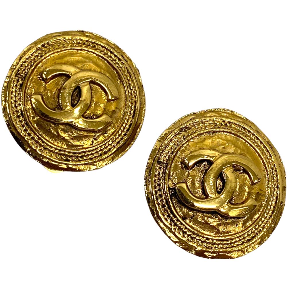 【美品/両耳用】シャネル ココマーク イヤリング ゴールドカラー ココボタン ヴィンテージ アクセサリー レディース 【中古】