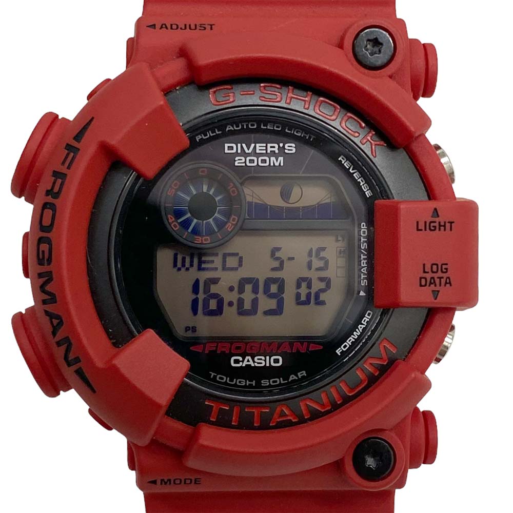 【美品/電池交換済】カシオ ジーショック GW-8230NT フロッグマン 30周年記念モデル タフソーラー 腕時計 赤 メンズ 【中古】