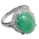 【美品】翡翠デザインリング Pt900 プラチナ 約12号 約8.4g ダイヤ0.32ct 色石 アクセサリー ユニセックス 【中古】(4)