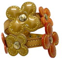 【美品】 ルイヴィトン M92251 フラワー・レキシントン ブレスレット ヌメ革 レザー 花 ブラウン 茶系 ゴールド金具 レディース 【中古】