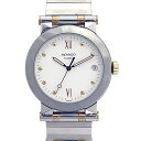 【美品/電池交換済み】 モバード MOVADO 98 C2 878 ビジオ クオーツ腕時計 シルバー ホワイト ゴールド 男女兼用 【中古】