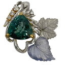 【良品】カラーストーン付きデザインブローチ兼ペンダントトップ K18WG K18 約15.4g Cs12.7ct ダイヤ0.07ct アクセサリー レディース ...