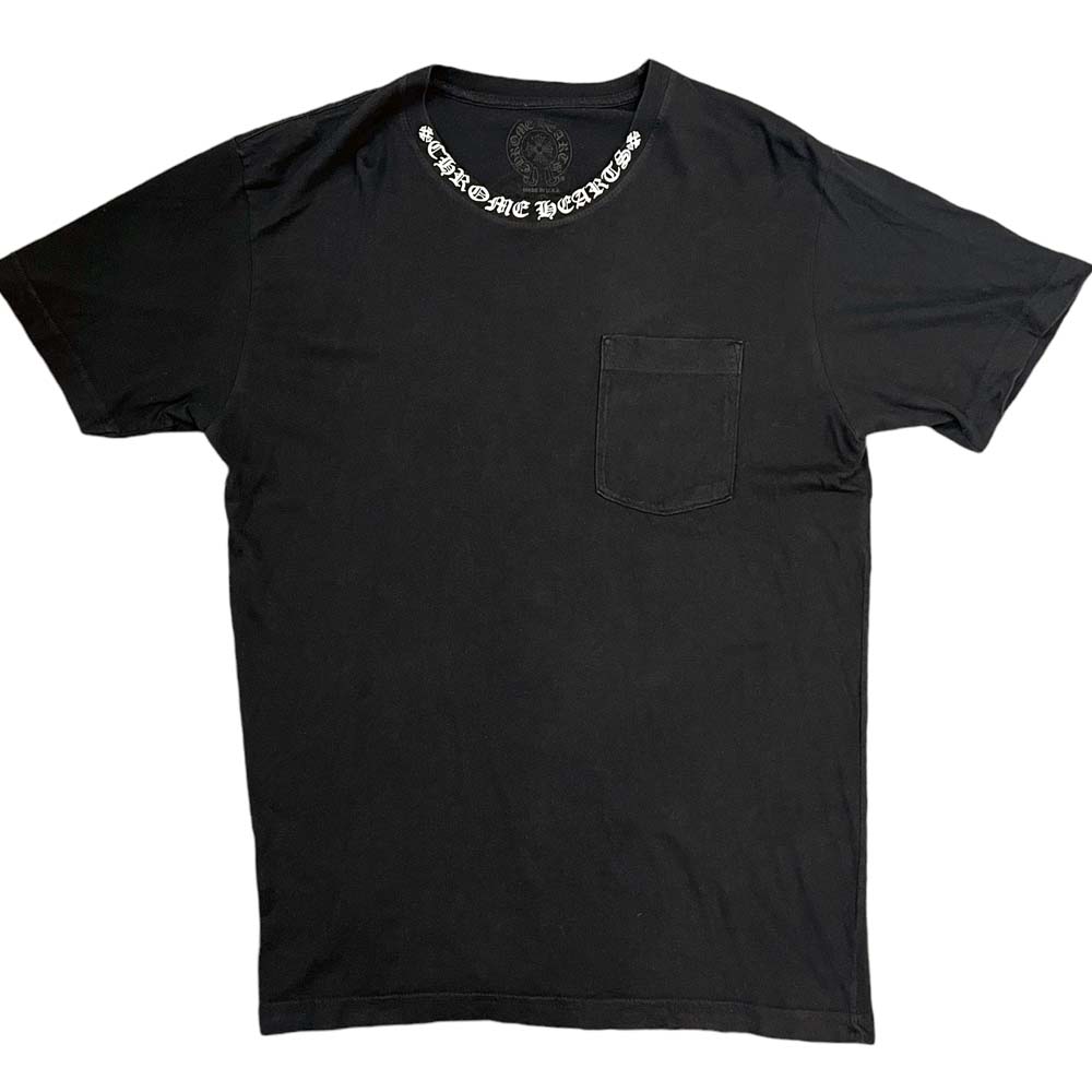 【良品】 クロムハーツ ネックロゴ Tシャツ ブラック 黒系 Lサイズ 半袖 トップス カットソー メンズ レディース 男女兼用 【中古】