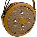 【美品】 グッチ 603938 ラウンドショルダーバッグ ディズニーコラボ ベージュ 茶 ショルダーバッグ【中古】