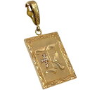 【良品】 ダイヤ付き プレートペンダントトップ Kロゴ K18 約15.6g 【中古】