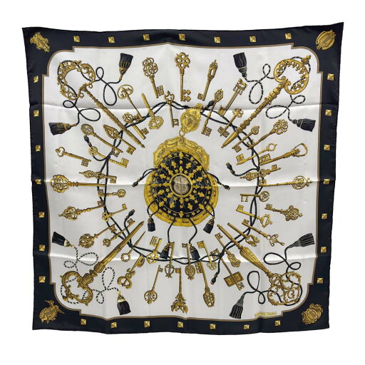 【ほぼ未使用】 エルメス カレ90 LES CLES THE KYES RARE スカーフ ブラック 黒 極美品【中古】 【ほぼ未使用】 エルメス カレ90 LES CLES THE KYES RARE スカーフ ブラック 黒 極美品【中古】