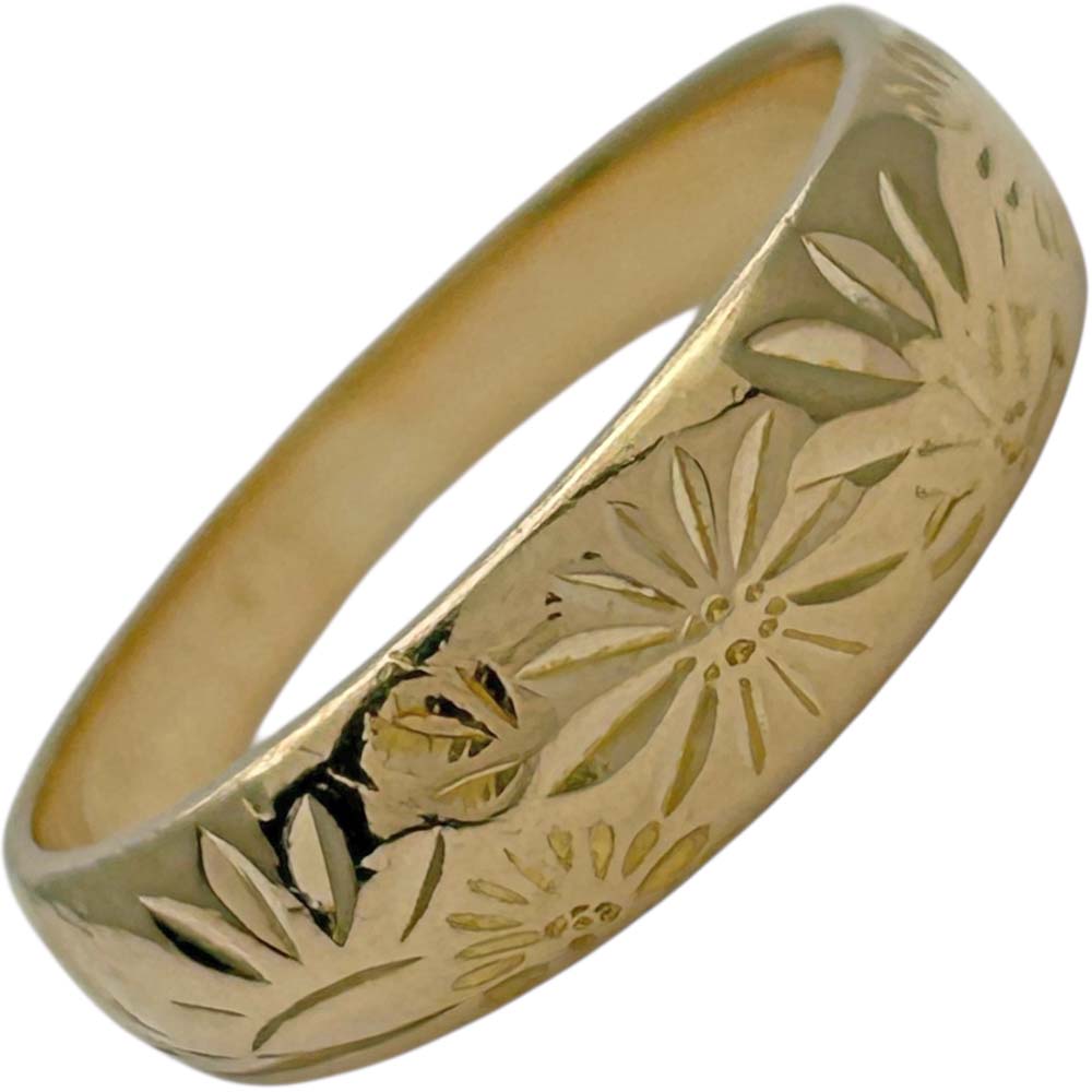 ［南店］【美品】 フラワーモチーフ かまぼこリング K18 約4.63g 約15号 【中古】