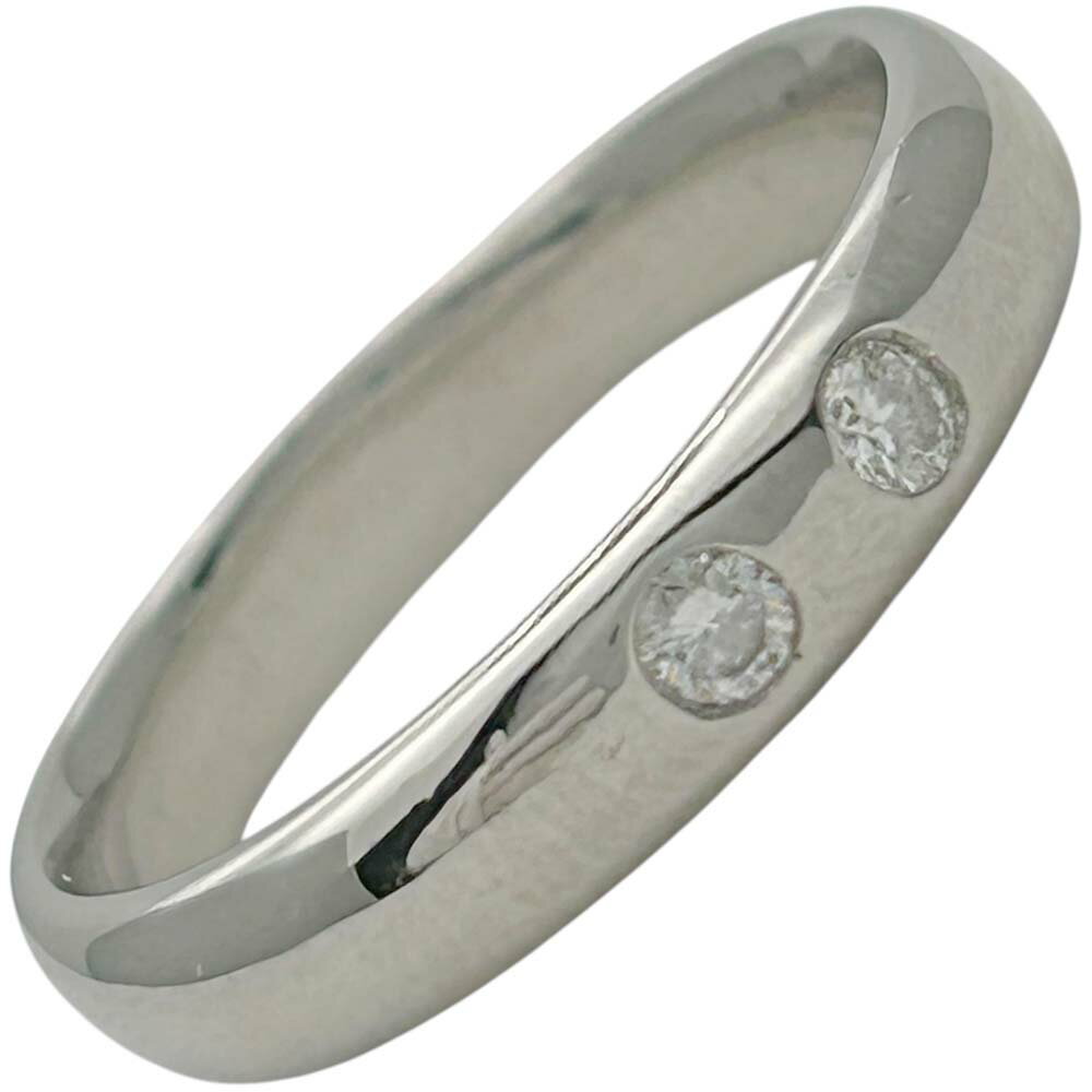 ［南店］【美品】 ダイヤ付かまぼこリング Pt900 9000.15ct 約7.67g 約19.5号 【中古】