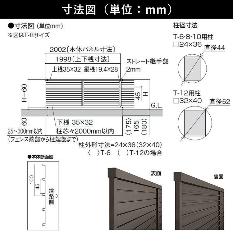 目隠し フェンス 目隠しフェンス アルミ LIXIL リクシル フェンスAB YM2 型 横目隠...