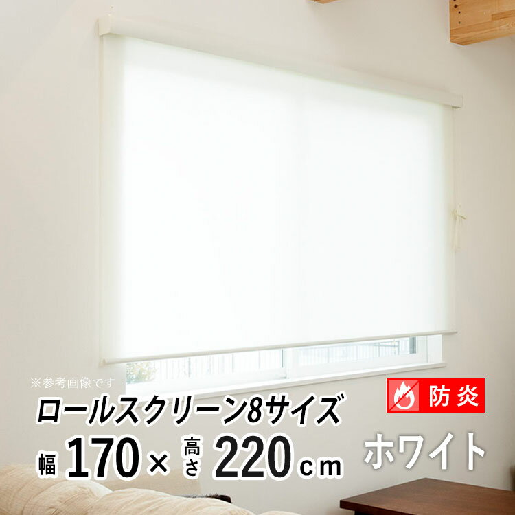 ロールスクリーン ロールカーテン カバー付き 日よけ シェード ブラインド 非遮光 無地 北欧 おしゃれ インテリア シンプル 部屋 目隠し 小窓 通気 寝室 リビング 西日対策 エクシブ 新生活 【エクシヴ】【 防炎 無地タイプ ホワイト 】【 幅170cm × 長さ220cm 】