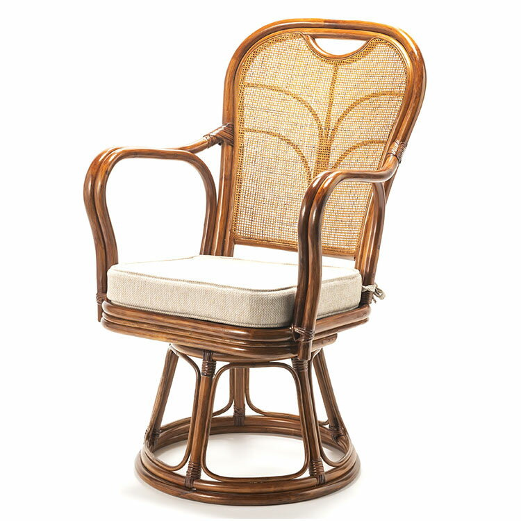 ラタンチェア 回転椅子 高座椅子 籐 椅子 ラタン イス 籐椅子 座椅子 肘掛け リビングチェア ダ ...