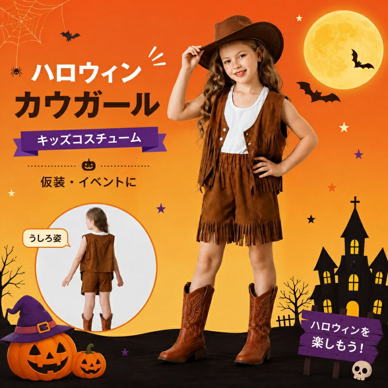 カウガールコスプレ カウボーイ コスチューム コスプレ 衣装 子供 コスチューム コスプレ ハロウィン 衣装 おばけ 仮装用 パーティー グッズ 仮装 変装ハロウィン