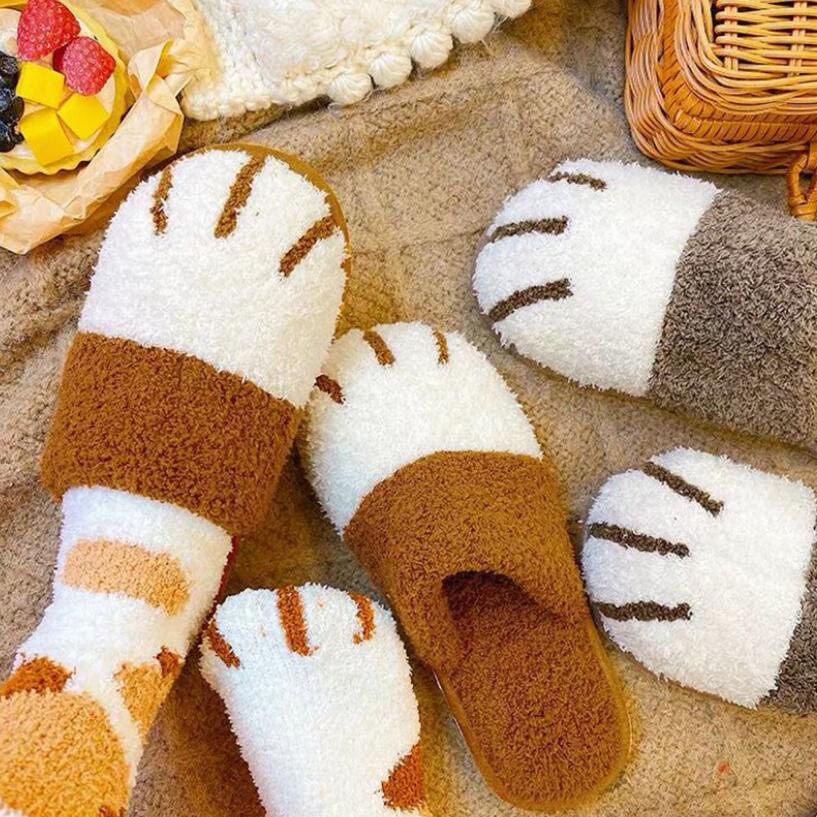 スリッパ 暖かい ネコ 冬用 かわいい 猫の手 おしゃれ 室内 家 ルームシューズ 滑り止め 前詰まり ふわふわ もこもこ ふかふか フェイクファー あったかのサムネイル