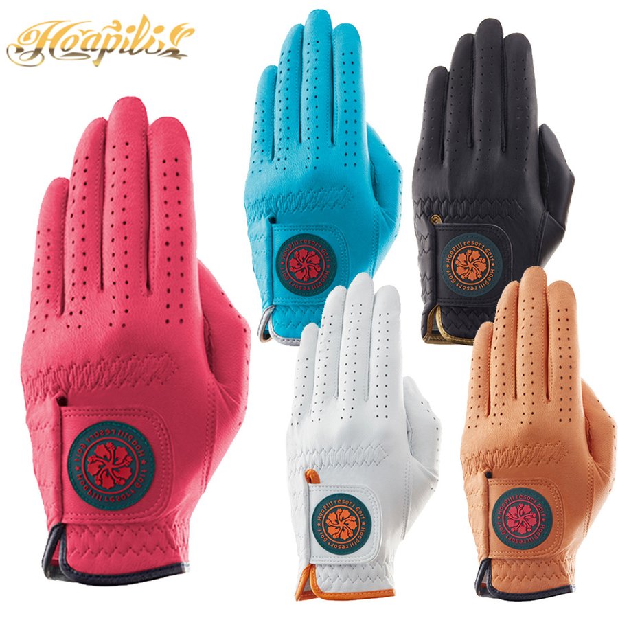 【送料無料】 Hoapili ホアピリ ハイビスカスシリーズ レザーゴルフグローブ GOLF GLOVES 左手着用 男女共通 Eウ3 定形外