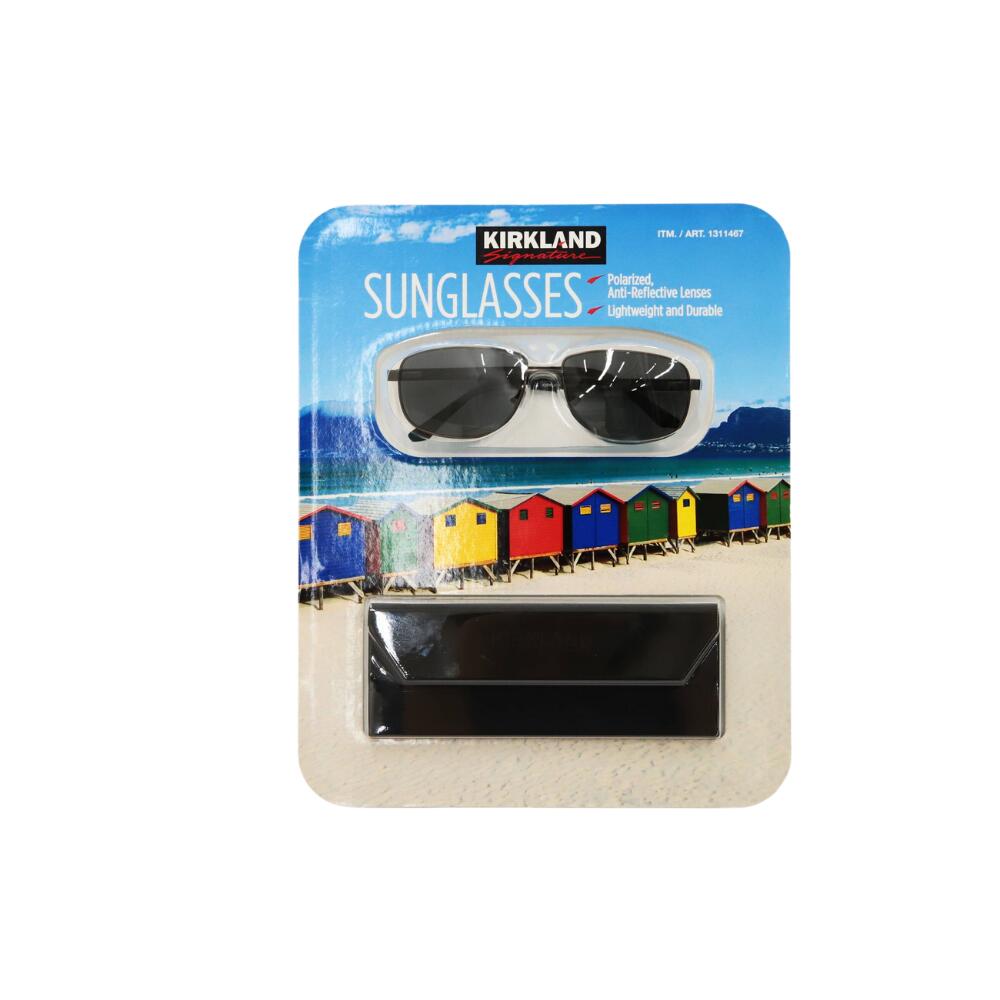 送料無料 KIRKLAND カークランド メンズ サングラス UVカット 偏光レンズ 反射防止 軽量 ケース付き ブラック 黒 Eア1