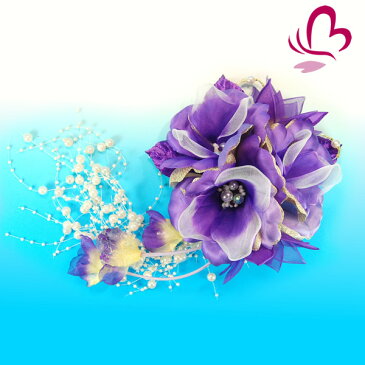 【髪飾り 成人式 振袖】 紫 大きい 花かんざしパール 【卒業式の袴 和装の結婚式 七五三や浴衣、着物に】