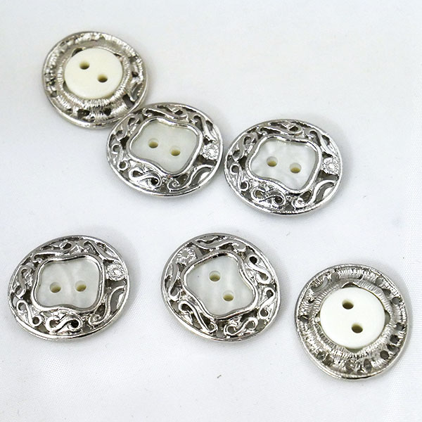 Button - メタルボタン シルバー 214 25mm 1個 【KN】 尾玉 昭和レトロ かわいい ヴィンテージ風 モダン
