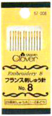 フランス刺しゅう針 No.8 クロバー57-008 【KY】
