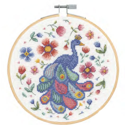 【クロスステッチ完成品】富贵花开（孔雀:クジャク） クロスステッチ完成品】富贵花开（孔雀:クジャク） クロスステッチ完成