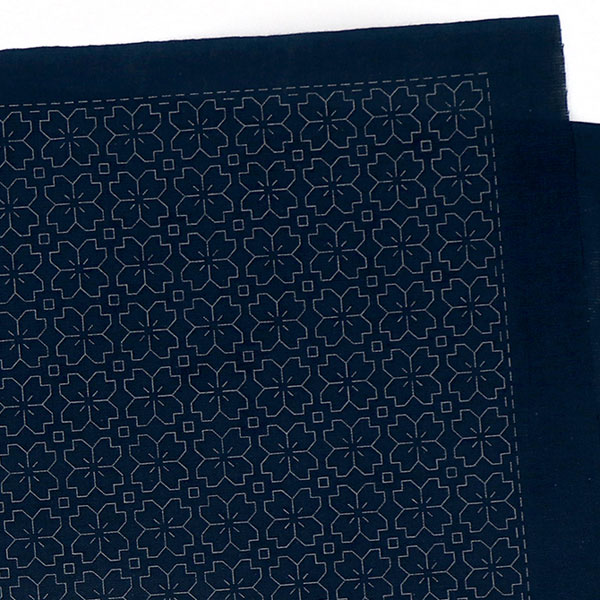 花ふきん 布パック 桜の花 H-2033 （布地：藍） オリムパス 【KY】 Olympus 刺し子 手芸 一目刺し