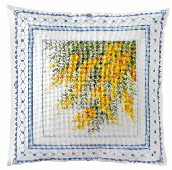 刺しゅうキット クッションカバー 満開のミモザ6066 オノエ・メグミコレクション オリムパス 【KY】 ク..