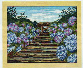 刺しゅうキット 鎌倉明月院の紫陽花 7460 オリムパス 【KY】 クロスステッチで描く四季を彩る日本の名所