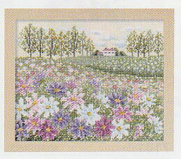 Embroidery - キット コスモスの丘 7310 オリムパス 【KY】 クロスステッチ 刺しゅう フラワーガーデン 花の咲く風景 オノエ・メグミ