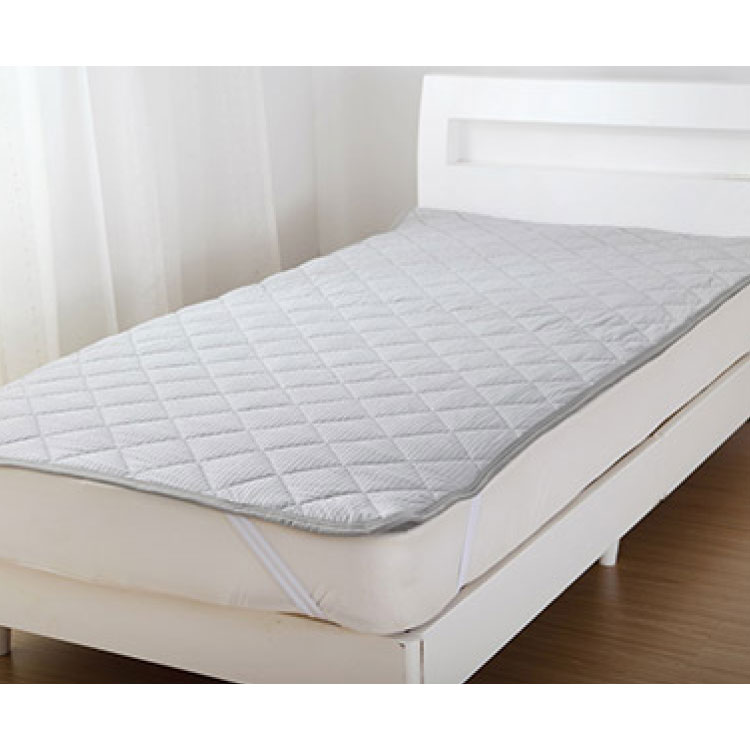 接触冷感リバーシブル敷きパッドシーツ抗菌防臭加工吸水速乾シングル【ストライプグレー】