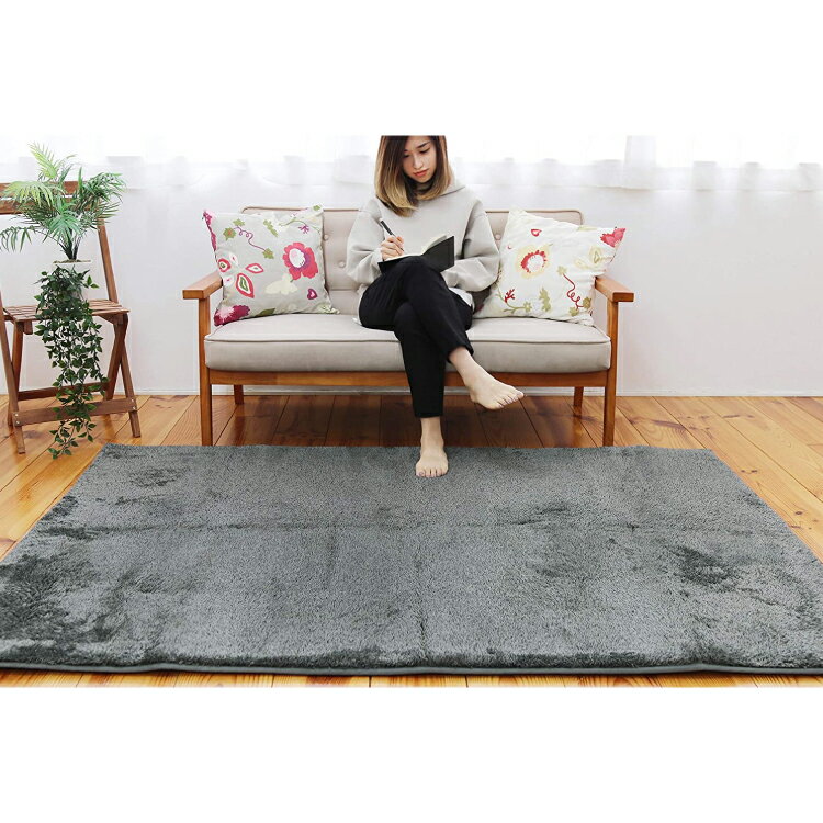マイクロファイバーシャギーラグ（サイズ：130×185 厚み10mm）【グレー】