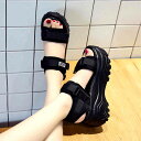 【Fashion THE SALE限定50%OFF】厚底サンダル ヒール7cm 美足サンダル ビーチサンダル 旅行 靴 レディース 大人 可愛い ウェッジソール...