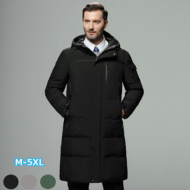 THOM WILLS【送料無料】ダウンコート メンズ ロング 秋冬用 あったか ダウンジャケット メンズコート おしゃれ 軽量 ビジネス アウター 冬 ロングコート フード付き ロングジャケット ダウン 黒 ブラック 無地 大きいサイズ パパ 父の日 プレゼント 誕生日 贈り物