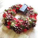 リース ベーシックレッド ナチュラルリース Lサイズ ラメ 直径約33cm クリスマスリース CM1433-A 薫る花 おしゃれ ナチュラル 玄関ドア 自然素材 材料 手作り 花 フラワー