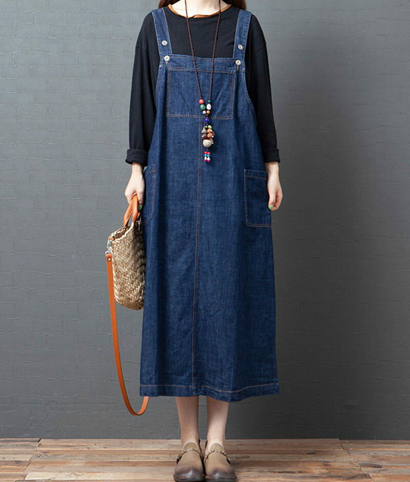 ジャンパースカート デニム サロペットスカート レディース オールインワン サロペット スカート ワンピース デニムワンピース キャミワンピース 重ね着 ゆったり ワンピ ロングワンピース ノースリーブ ジャンパー マキシ丈 オーバーサイズ デニムワンピ 送料無料