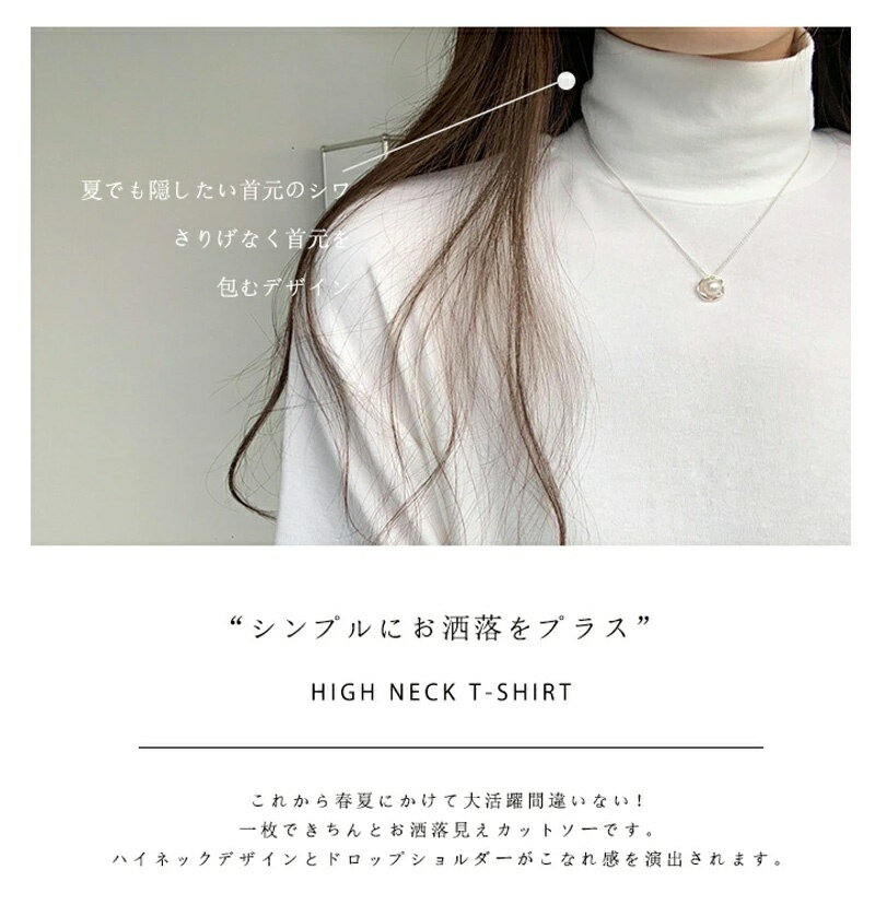 カットソー ハイネック 半袖 レディース tシャツ タートルネック 半そで インナー ...