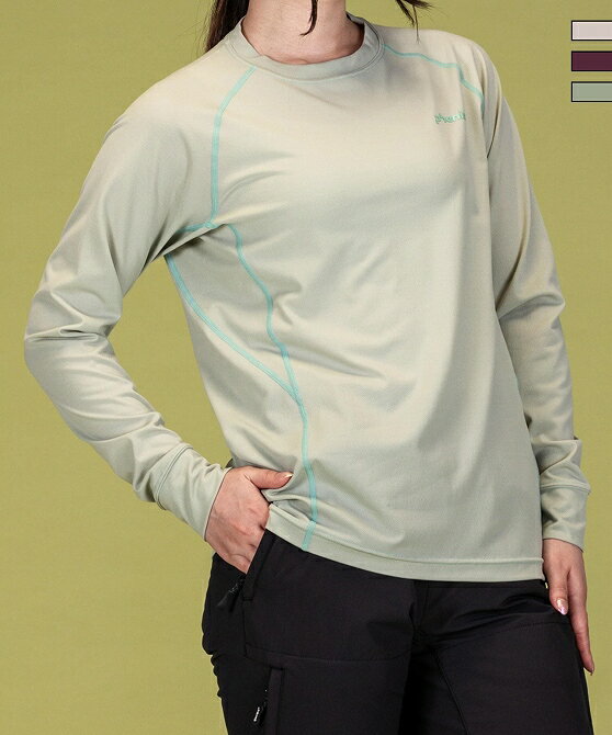 Rakuten - phenix outdoor フェニックスアウトドア クルーネック長袖Tシャツ レディースTシャツ 速乾 ストレッチ 快適 抗菌 防臭 ティーシャツ インナー おしゃれ かっこいい ブランド アウトドア レジャー スポーツウェア【WOMEN】