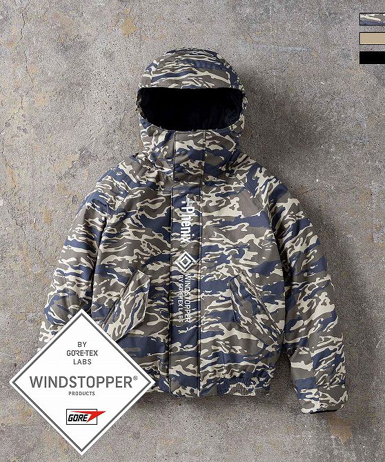 +phenix プラスフェニックス GORE DOWN BOMBER JACKET WINDSTOPPER プロダクト by GORE-TEX LABS ウィンドストッパー ゴアテックス ダウンジャケット MA-1【MEN】