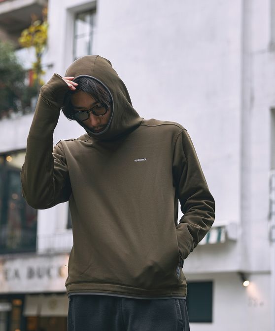 +phenix プラスフェニックス POWER STRETCH PULL OVER HOODY パワーストレッチ プルオーバー フーディー POLARTEC ポーラテック【MEN】