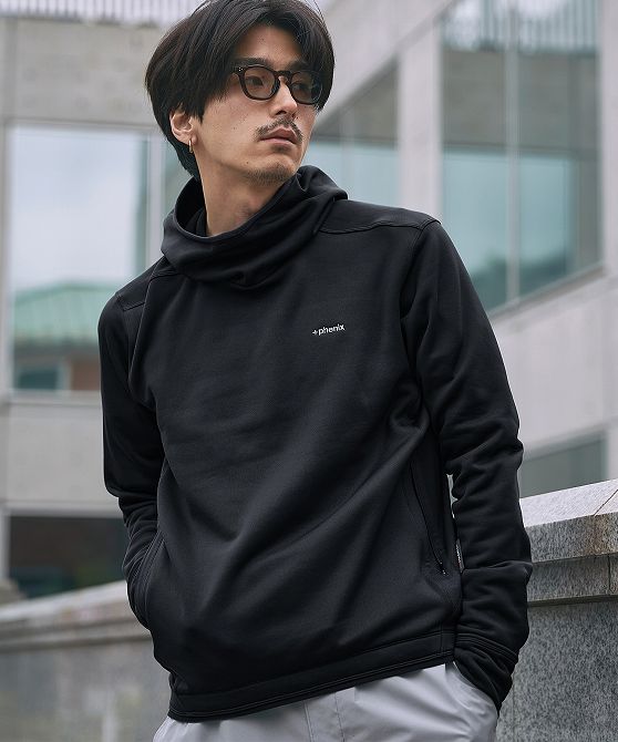 +phenix プラスフェニックス POWER STRETCH PULL OVER HOODY パワーストレッチ プルオーバー フーディー POLARTEC ポーラテック【MEN】