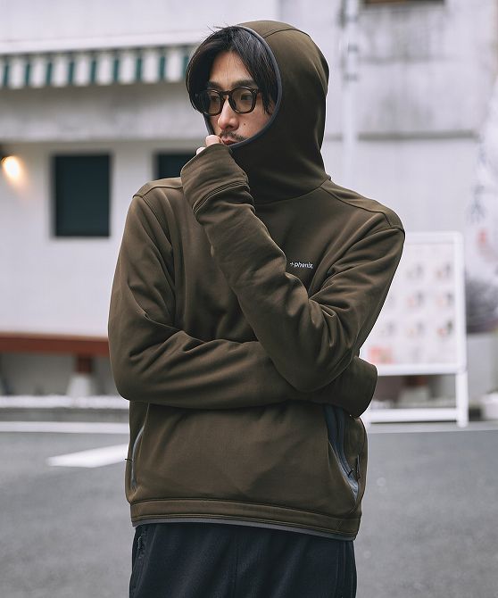 +phenix プラスフェニックス POWER STRETCH PULL OVER HOODY パワーストレッチ プルオーバー フーディー POLARTEC ポーラテック【MEN】