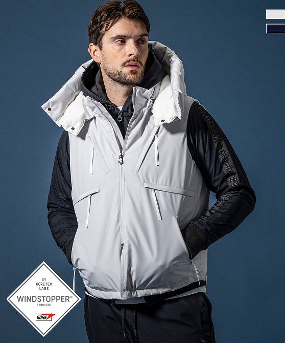 1PIU1UGUALE3 RELAX × +phenix ウノピゥウノウグァーレトレ リラックス スタンドネックダウンベスト WINDSTOPPER プロダクト by GORE-TEX LABS ウィンドストッパー ゴアテックス【MEN】