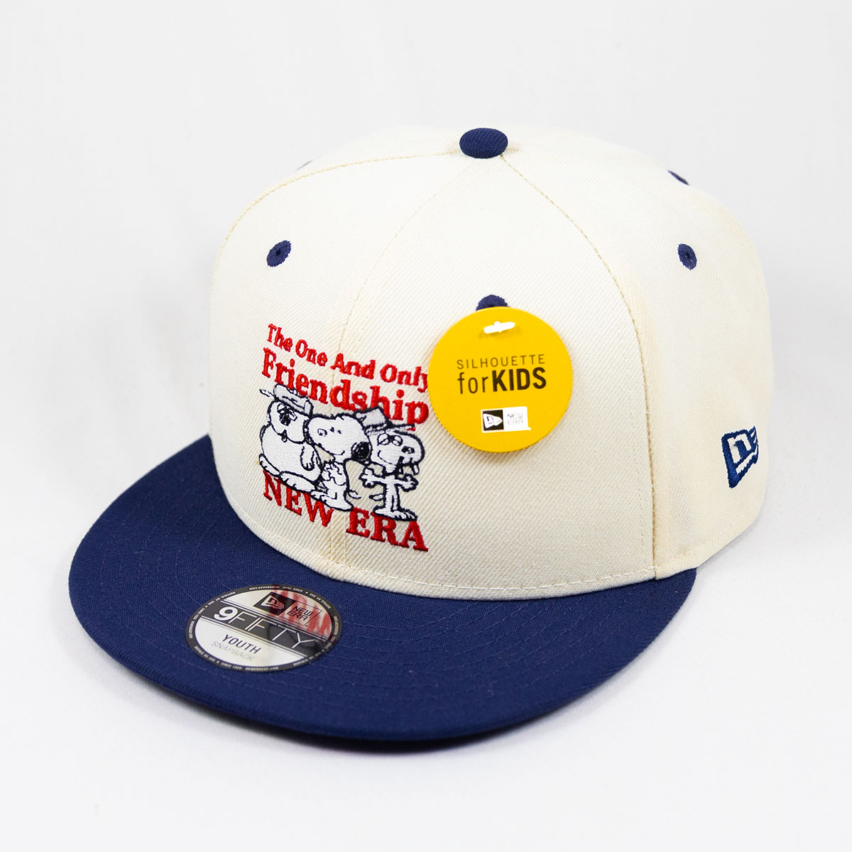 KIDS kid's 子供用 ニューエラ New Era® NEW ERA® 帽子 キャップ キッズ Youth 9FIFTY PEANUTS ピーナッツ FRIENDSHIP クロームホワイト/ライトネイビー