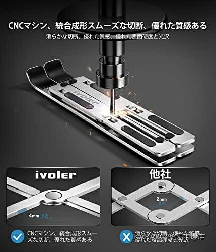 【送料無料】ノートパソコンスタンド 貼り付け型 2個入り ミニPC台 アルミ合金製 キーボードスタンド 3段階高さ調節 人間工学 滑り止め 放熱対策 軽量 折りたたみ 持ち運び便利 14/15.6/16/17インチ対応 ブラック 送料無料