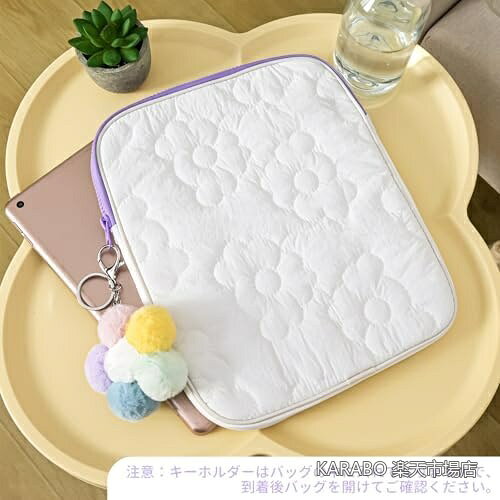 【送料無料】タブレットケース 9-11インチ対応 花柄 かわいい 小学生 女の子 撥水加工 耐衝撃 軽量 薄型 大容量 PC収納バッグ タブレットバッグ ガジェット収納 通学 通勤 便利 おしゃれ 白 karabo-10055642 KARABO 楽天市場店 サンプル画像2
